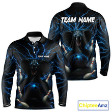 Load image into Gallery viewer, Personalized Blue Thunder Lightning Cobra Snake Bowling Shirt For Men, Custom Name Bowling Team Jersey NQS9834