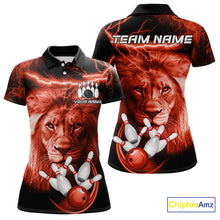 Load image into Gallery viewer, Personalized Red Lightning Thunder Storm Lion Bowling Shirts For Women Custom Bowling Team Jerseys NQS9840