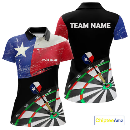 Texas Flag Dartboard Shirt for Women Custom Dart jerseys for team, patriotic dart league shirts NQS11408