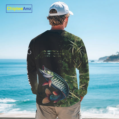 Musky fishing camouflage Custom performance long sleeve Fishing Shirts, Muskellunge Fishing jerseys NQS10081