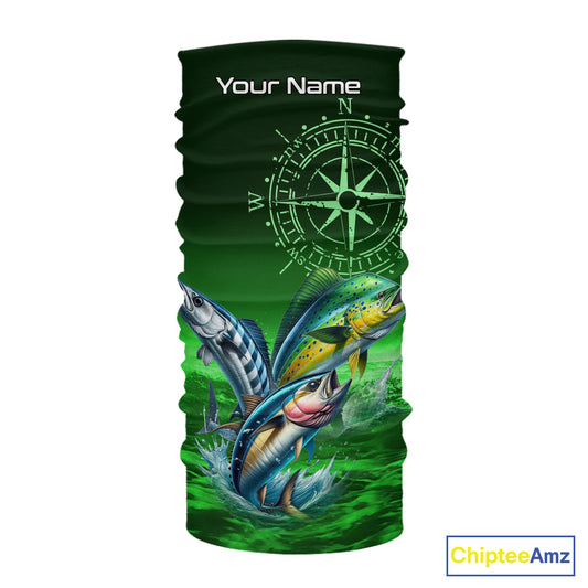 Personalized Mahi Mahi, Wahoo, Tuna Green Performance Fishing Shirt,compass offshore tournament Shirt NQS10234
