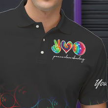 Load image into Gallery viewer, Colorful tie dye Black Bowling Camo Bowling Shirts for Men Custom Peace Love Bowling Team Jerseys NQS9483