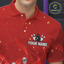 Load image into Gallery viewer, Personalized Red Flame Funny Bowling shirts for Men My drinking team has a bowling problem NQS11615