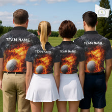 Load image into Gallery viewer, Custom Orange Flame Lightning Thunder Mens Golf Polo Shirt, Golf attire For Men Golfing Gifts NQS11619