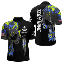 Load image into Gallery viewer, Skull Camouflage American Flag Mens Bowling Shirts Custom Patriotic Bowling Team Jerseys For Men NQS9642