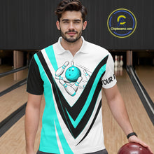 Load image into Gallery viewer, Custom bowling polo shirts for men I'm not swearing, I'm using my bowling words Cyan blue bowl shirts NQS7435