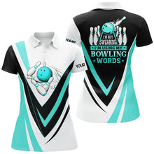 Load image into Gallery viewer, Custom bowling polo shirts for women I'm not swearing, I'm using my bowling words Cyan blue bowl shirt NQS7435