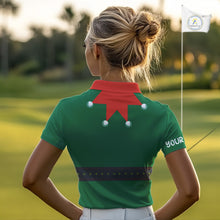 Load image into Gallery viewer, Green and Red Funny Elf Christmas Golf Polo shirts For Women Custom ladies Christmas golf tops NQS11019