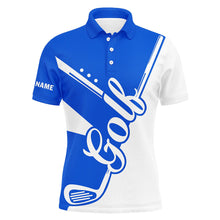 Load image into Gallery viewer, Blue and white golf clubs Mens Golf Polo Shirts custom golf tops for men, men's golf apparel NQS9141
