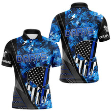 Load image into Gallery viewer, Black and White American Flag Skull Darts Blue Camo Darts Shirts For Men Custom Team Darts Jersey NQS9653