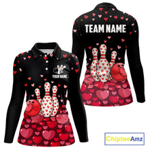 Load image into Gallery viewer, Funny Bowling Heart Pattern Valentine Bowling Shirts For Women Custom Bowling Gifts For her NQS11228