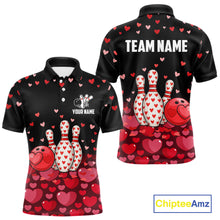 Load image into Gallery viewer, Funny Bowling Heart Pattern Valentine Bowling Shirts For Men Custom Bowling Gifts For him NQS11228