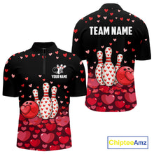 Load image into Gallery viewer, Funny Bowling Heart Pattern Valentine Bowling Shirts For Men Custom Bowling Gifts For him NQS11228