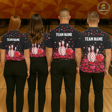 Load image into Gallery viewer, Funny Bowling Heart Pattern Valentine matching bowling shirts for couples Custom Bowling Gifts NQS11228