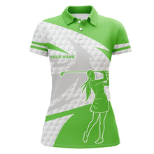 Load image into Gallery viewer, Green and white golf pattern Women golf polo shirts custom golf outfits for women, unique golf gifts NQS8029