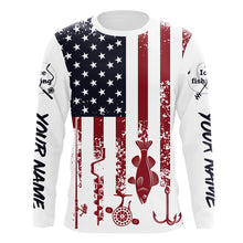 Load image into Gallery viewer, American Flag Walleye Ice Fishing Shirts Custom Patriotic Fishing Jersey For Fisherman NQS9159