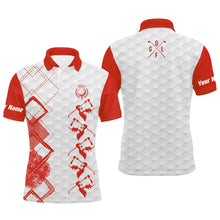 Load image into Gallery viewer, Red and white Mens golf polo shirt custom name men's golf apparel, gifts for golf lovers NQS8226