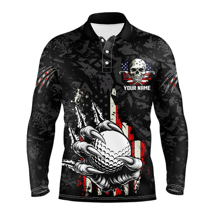 Funny Claw Tearing US Flag Golf Ball Custom Men golf polo shirts, Patriotic Golf Team Jerseys NQS8253