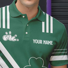 Load image into Gallery viewer, Green and White argyle pattern shamrock St Patrick's Day Men bowling shirts Custom Bowling Team Jersey NQS9383