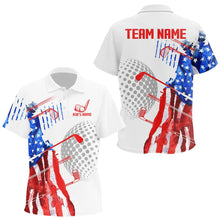 Load image into Gallery viewer, Red, White and Blue American Flag Golf Polo Shirt For Kid Custom Patriotic Golf Shirt Golfer Outfit NQS9690