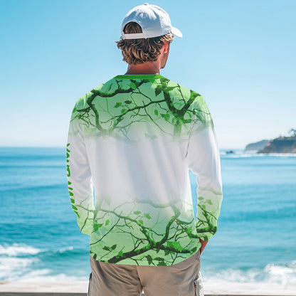 Personalized name White and Green Camo performance long sleeve team fishing tournament shirts NQS9554