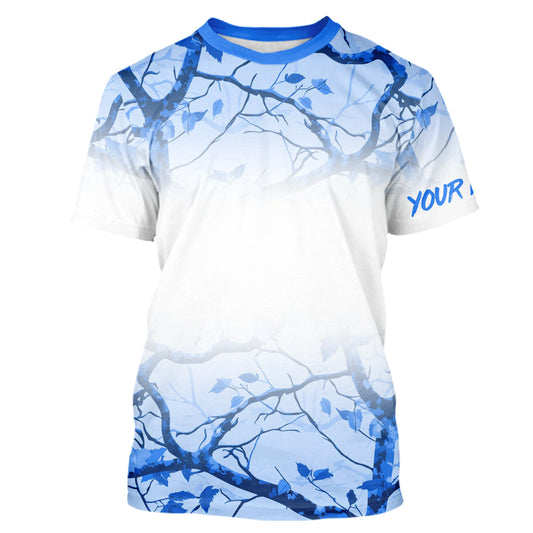 Personalized name White and Blue Camo performance long sleeve team fishing tournament shirts NQS9555