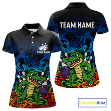 Load image into Gallery viewer, Colorful Funny Alligator Bowling Shirts for Women Custom Bowling Team Jersey, Gift For Bowlers NQS11755