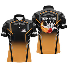Load image into Gallery viewer, Black and Orange Bowling Polo, 1/4 Quarter Zip Shirts For Men, Custom Bowling Jerseys for Team bowlers NQS7855