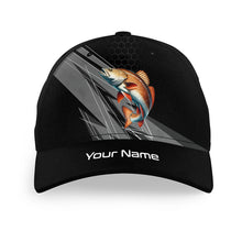 Load image into Gallery viewer, Personalized Black camo Redfish Fishing baseball cap, Red Drum fishing hats for men, women NQS10142