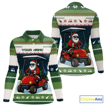 Funny Santa golf ugly Christmas pattern Golf polo shirts for women custom gifts for the golfer NQS11078