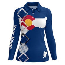 Load image into Gallery viewer, Women golf polo shirts Colorado flag patriot custom name golf shirts for ladies, gift for the golfers NQS8075
