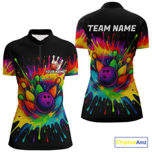 Load image into Gallery viewer, Colorful bowling jerseys Bowling Polo, 1/4 Zip Shirt for Women Custom Bowling Team shirts for bowlers NQS10696