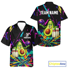 Load image into Gallery viewer, Colorful bowling jerseys funny avocado Bowling Hawaiian Shirt Custom Bowling Team shirt for bowlers NQS11520