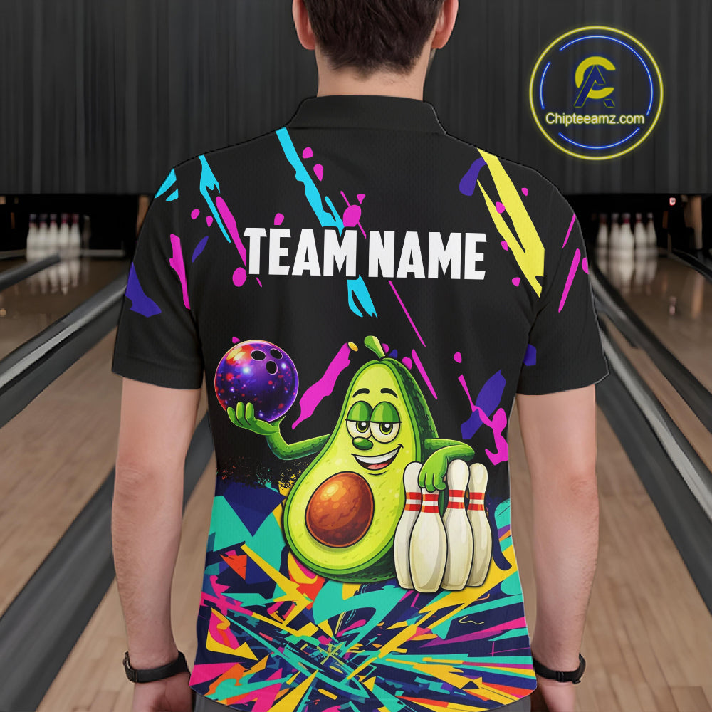 Colorful bowling jerseys funny avocado Bowling Shirts for Men Custom Bowling Team shirts for bowlers NQS11520