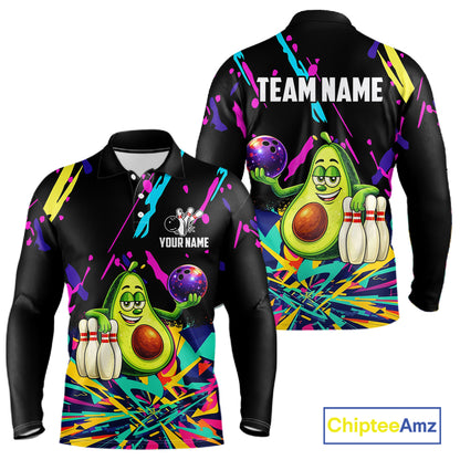 Colorful bowling jerseys funny avocado Bowling Shirts for Men Custom Bowling Team shirts for bowlers NQS11520