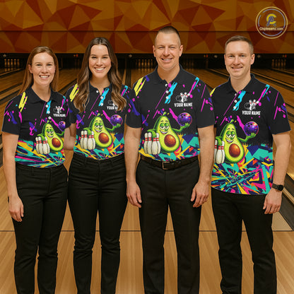 Colorful bowling jerseys funny avocado Bowling Shirts for Men Custom Bowling Team shirts for bowlers NQS11520