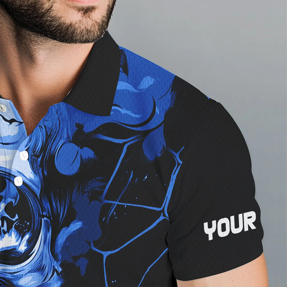 Black and Blue Skull Golf Custom Men golf polo shirts, personalized golf tournament jerseys for team NQS9584