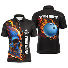 Load image into Gallery viewer, Bowling Skull on fire Bowling polo shirts for men custom team Skull Bowling jerseys NQS6197
