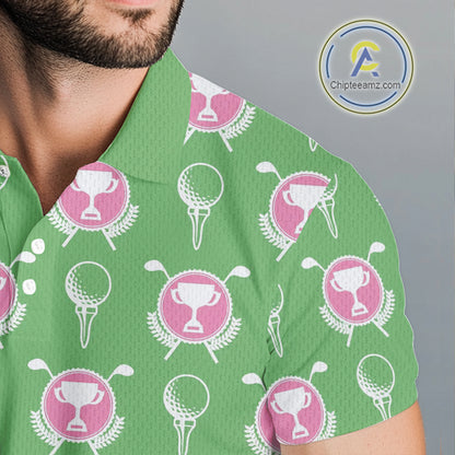 Green and Pink Golf pattern polo golf shirt for men Custom men's golf clothes, best golf gifts NQS11105