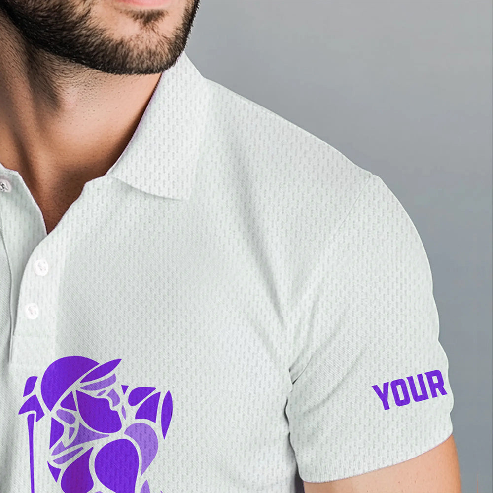 Purple Leopard argyle pattern white Men golf polo shirts custom golf wear for men, unique golf gifts NQS9737
