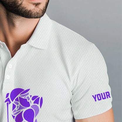 Purple Leopard argyle pattern white Men golf polo shirts custom golf wear for men, unique golf gifts NQS9737