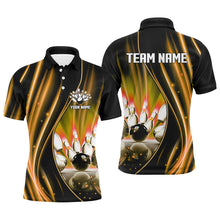 Load image into Gallery viewer, Orange and black light Men Polo, 1/4 Quarter Zip Shirts Custom bowling team jerseys, gift for bowlers NQS8097