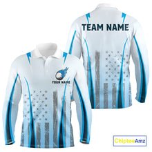 Load image into Gallery viewer, Blue American Flag Golf Polo Shirts For Men custom men's patriotic golf shirts, best golf gifts NQS10934