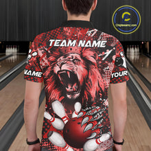 Load image into Gallery viewer, Red Camo Lion roar Bowling Polo, Quarter Zip Shirts for Men Custom Lion Bowling Team jerseys NQS11523