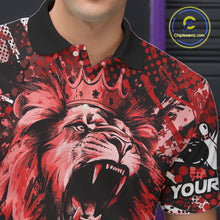 Load image into Gallery viewer, Red Camo Lion roar Bowling Polo, Quarter Zip Shirts for Men Custom Lion Bowling Team jerseys NQS11523