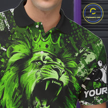 Load image into Gallery viewer, Green Camo Lion roar Bowling Polo, Quarter Zip Shirts for Men Custom Lion Bowling Team jerseys NQS11524