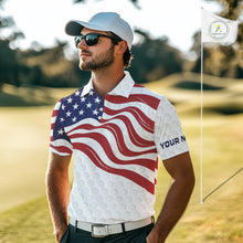 Load image into Gallery viewer, Red, White and Blue American Flag Men golf polo shirts custom men's patriotic golf apparel NQS10169