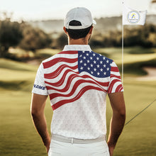 Load image into Gallery viewer, Red, White and Blue American Flag Men golf polo shirts custom men's patriotic golf apparel NQS10169