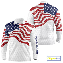Load image into Gallery viewer, Red, White and Blue American Flag Men golf polo shirts custom men's patriotic golf apparel NQS10169