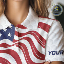 Load image into Gallery viewer, Red, White and Blue American Flag Women golf polo shirts custom women's patriotic golf apparel NQS10169